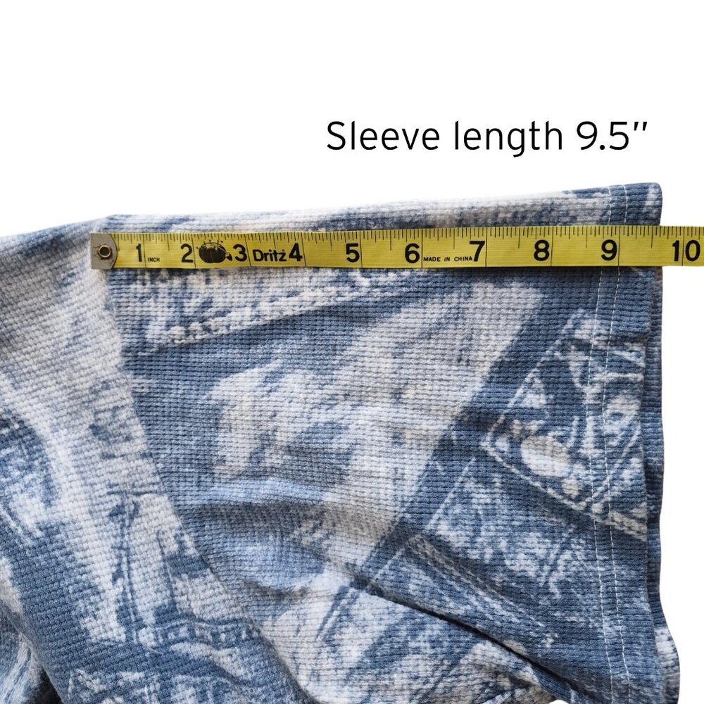 Oversized Boxy Denim Printed Waffle Tee Shirt & Shorts Set Track Suit Size XL - Picture 7 of 16